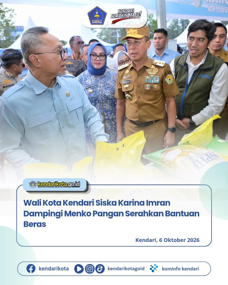 Wali Kota Kendari Siska Karina Imran Dampingi Menko Pangan Serahkan Bantuan Beras