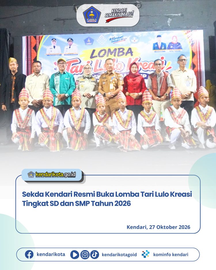 Sekda Kendari Resmi Buka Lomba Tari Lulo Kreasi Tingkat SD dan SMP Tahun 2026