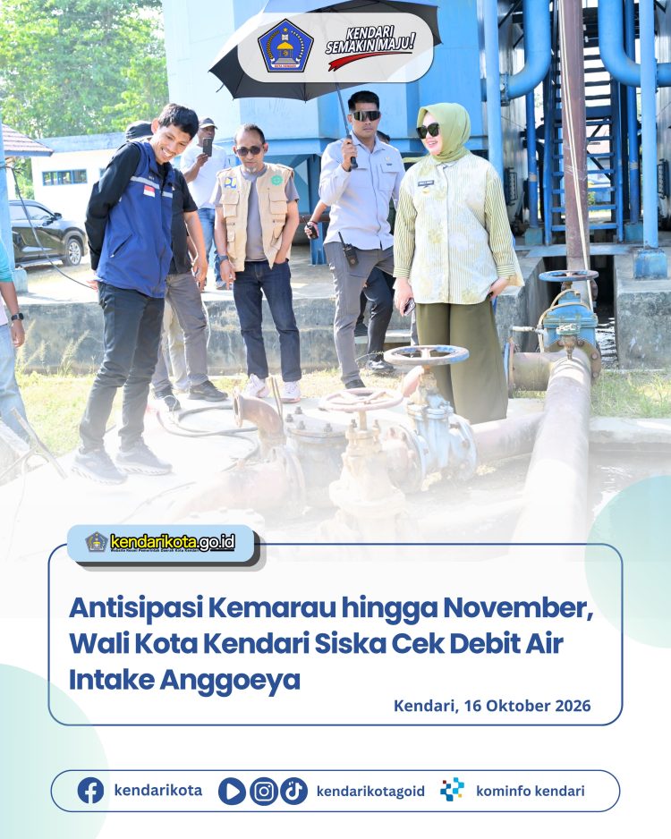 Antisipasi Kemarau hingga November, Wali Kota Kendari Siska Cek Debit Air Intake Anggoeya