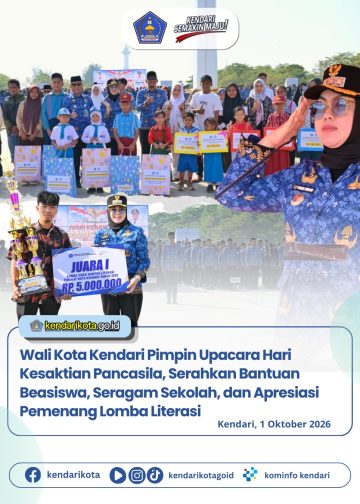 Wali Kota Kendari Pimpin Upacara Hari Kesaktian Pancasila, Serahkan Bantuan Beasiswa, Seragam Sekolah, dan Apresiasi Pemenang Lomba Literasi