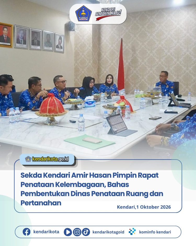 Sekda Kendari Amir Hasan Pimpin Rapat Penataan Kelembagaan, Bahas Pembentukan Dinas Penataan Ruang dan Pertanahan