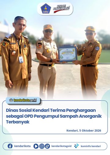 Dinas Sosial Kendari Terima Penghargaan sebagai OPD Pengumpul Sampah Anorganik Terbanyak
