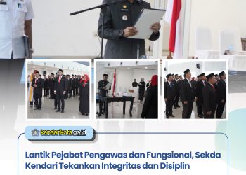 Lantik Pejabat Pengawas dan Fungsional, Sekda Kendari Tekankan Integritas dan Disiplin