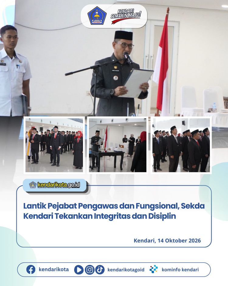 Lantik Pejabat Pengawas dan Fungsional, Sekda Kendari Tekankan Integritas dan Disiplin