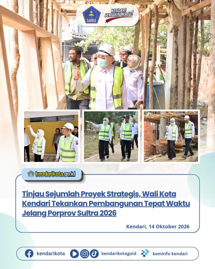 Tinjau Sejumlah Proyek Strategis, Wali Kota Kendari Tekankan Pembangunan Tepat Waktu Jelang Porprov Sultra 2026