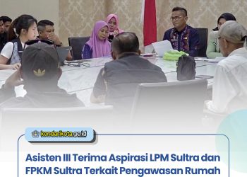 Asisten III Terima Aspirasi LPM Sultra dan FPKM Sultra Terkait Pengawasan Rumah Pijat Utami
