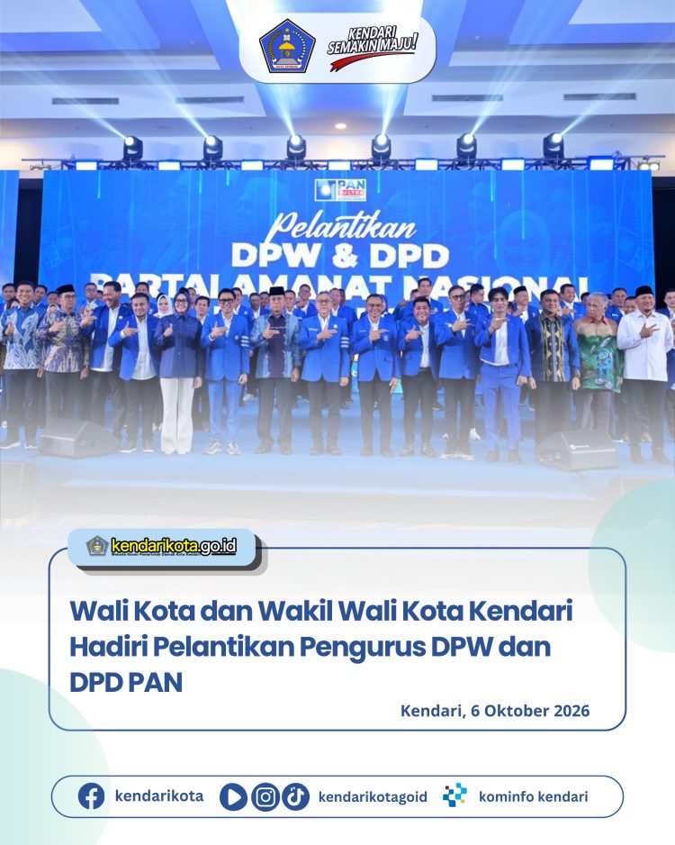 Wali Kota dan Wakil Wali Kota Kendari Hadiri Pelantikan Pengurus DPW dan DPD PAN