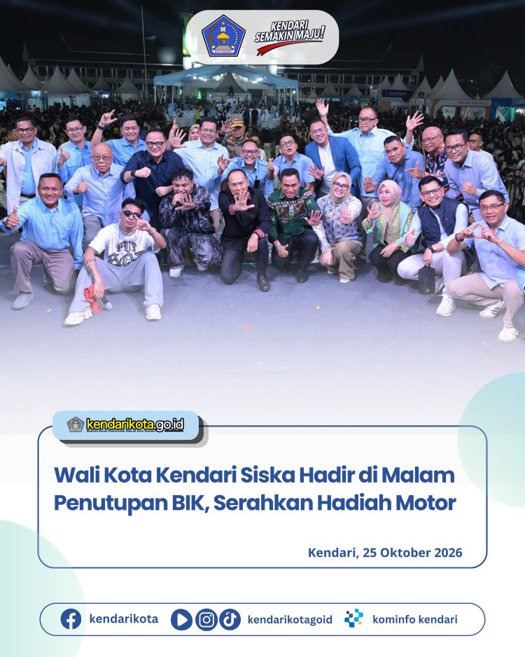 Wali Kota Kendari Siska Hadir di Malam Penutupan BIK, Serahkan Hadiah Motor
