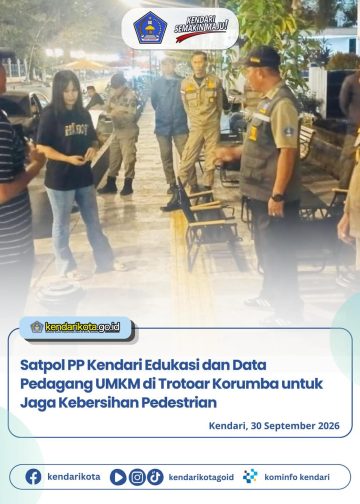 Satpol PP Kendari Edukasi dan Data Pedagang UMKM di Trotoar Korumba untuk Jaga Kebersihan Pedestrian